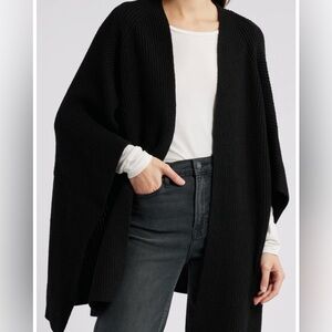AllSaints Black Knit Poncho Shawl